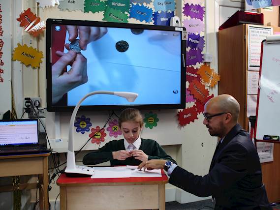 Visualiser holds attention at Whittlebury C of E Primary School
